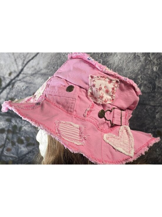 OOAK Handmade Boho Indie Pink Carhartt Upcycled Bucket Hat Adjustable M 22\